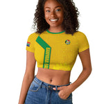 South Africa Soccer Custom Raglan Cropped T shirt Banyana Banyana Protea Yellow Version