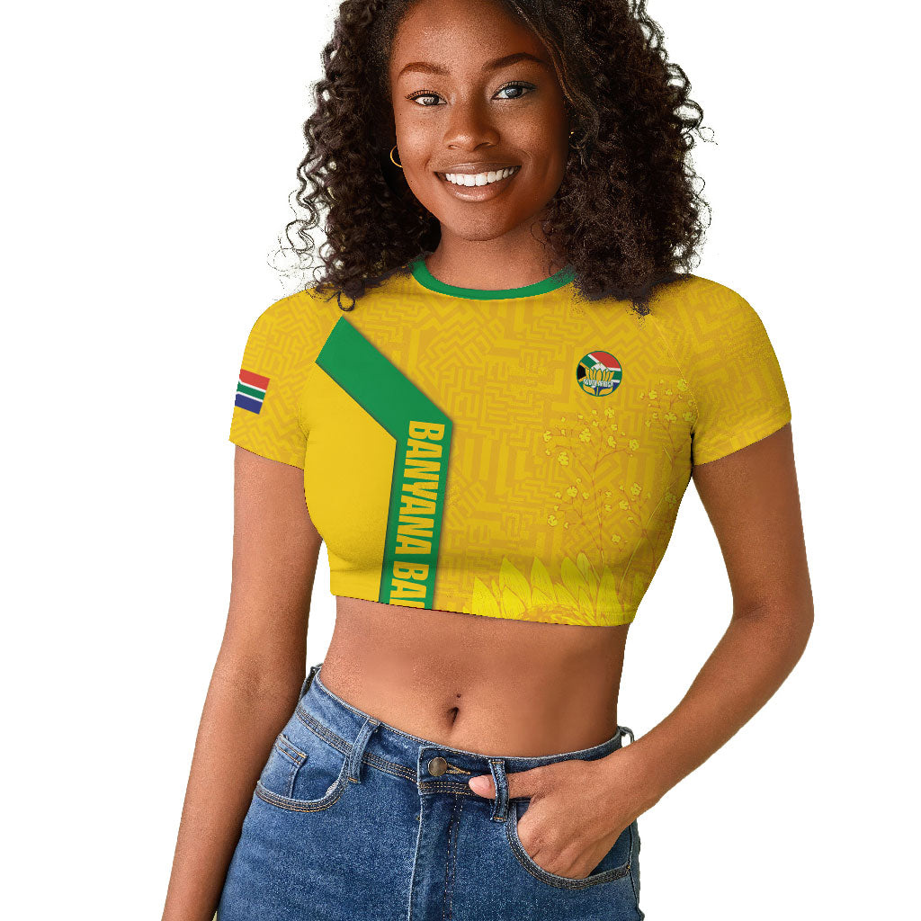 South Africa Soccer Custom Raglan Cropped T shirt Banyana Banyana Protea Yellow Version