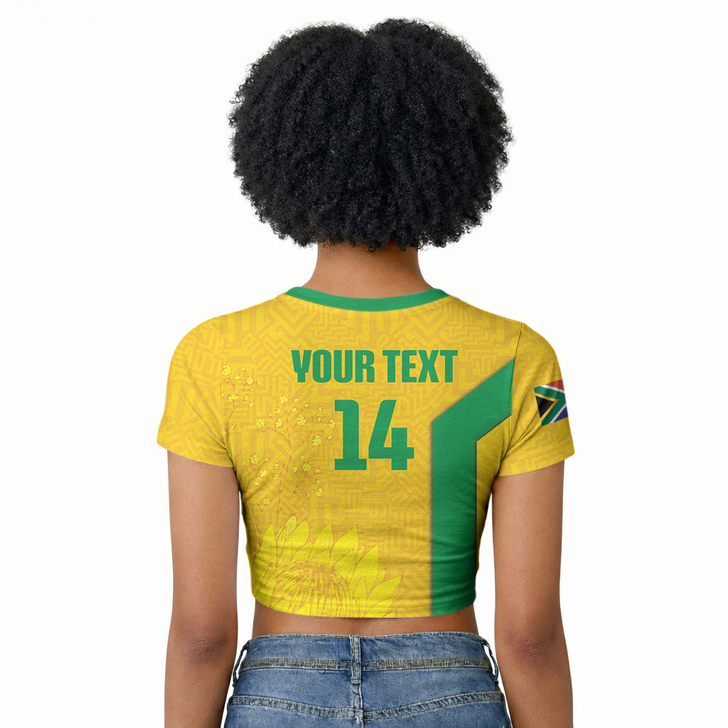 South Africa Soccer Custom Raglan Cropped T shirt Banyana Banyana Protea Yellow Version