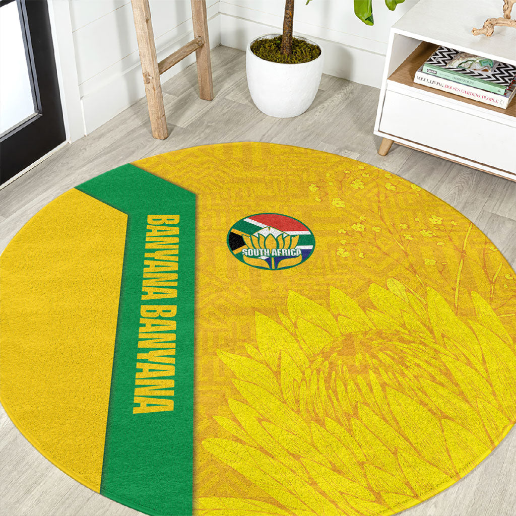 South Africa Soccer Round Carpet Banyana Banyana Protea Yellow Version