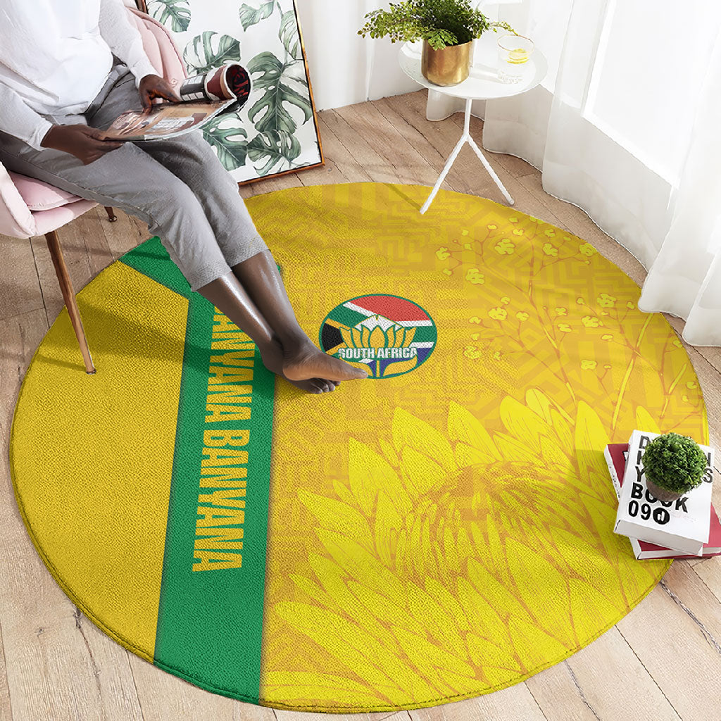 South Africa Soccer Round Carpet Banyana Banyana Protea Yellow Version