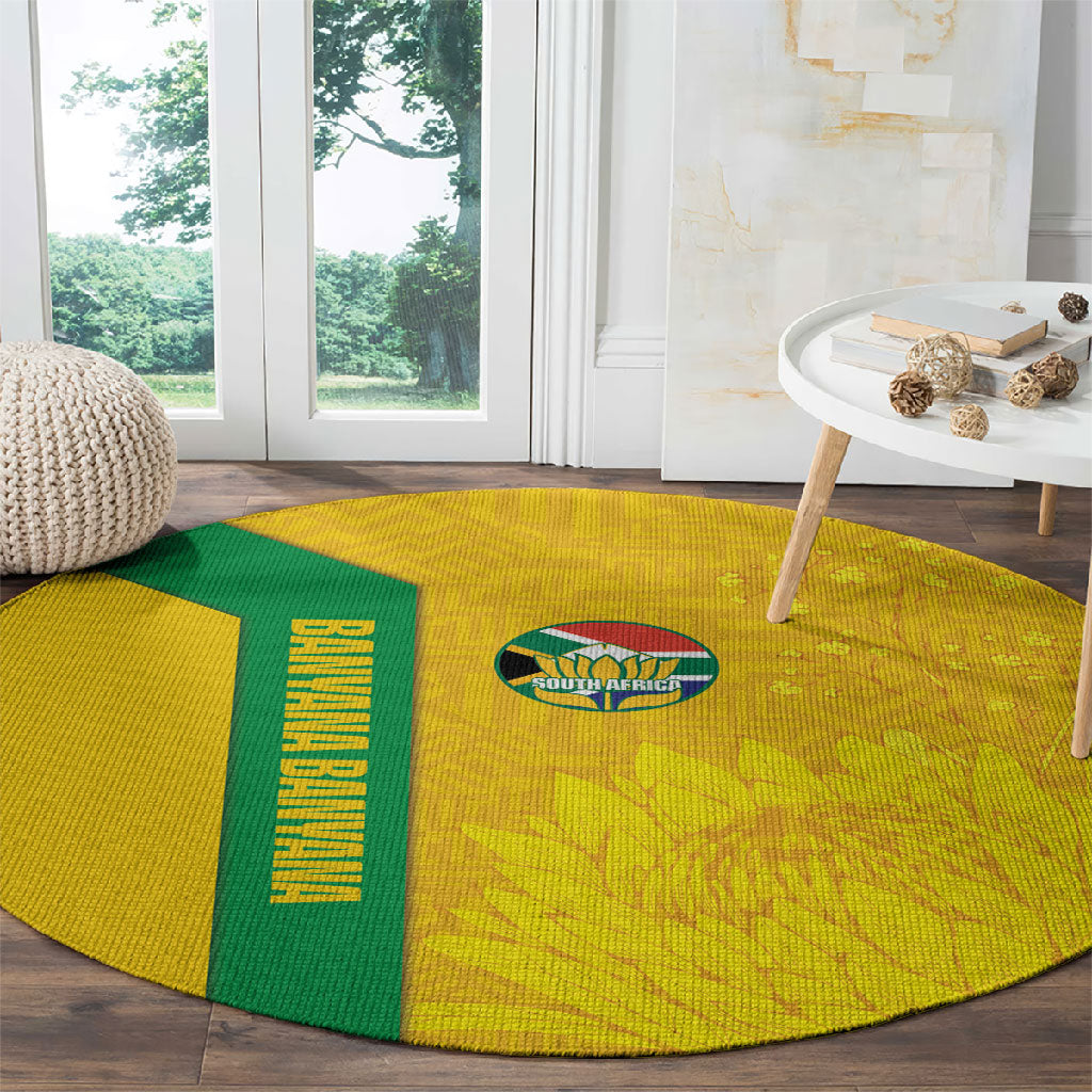 South Africa Soccer Round Carpet Banyana Banyana Protea Yellow Version