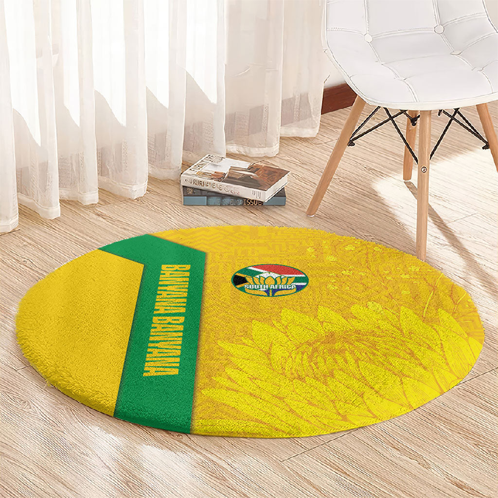 South Africa Soccer Round Carpet Banyana Banyana Protea Yellow Version