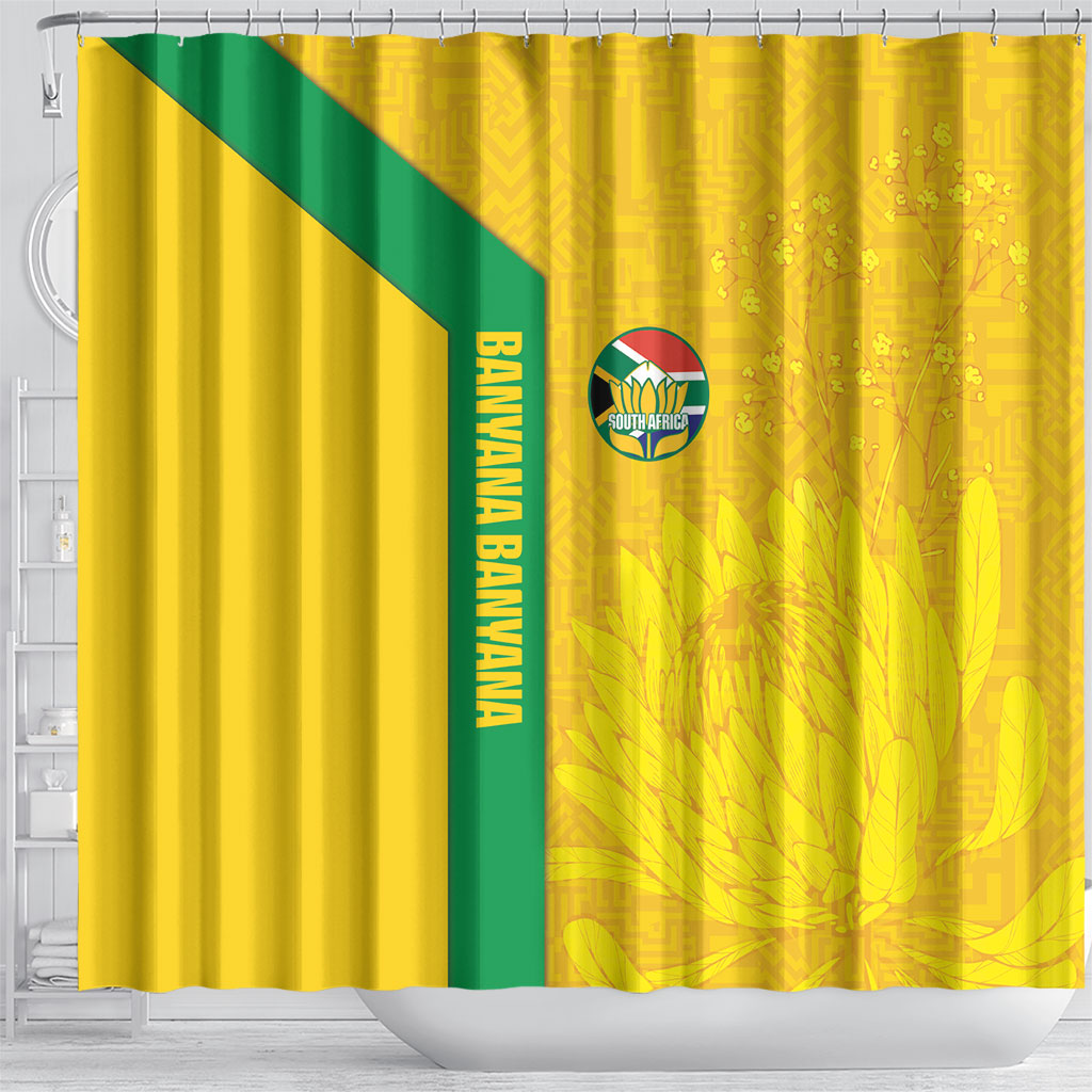South Africa Soccer Shower Curtain Banyana Banyana Protea Yellow Version