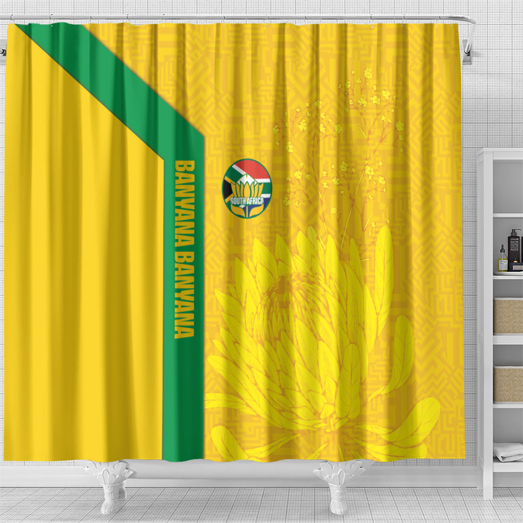 South Africa Soccer Shower Curtain Banyana Banyana Protea Yellow Version