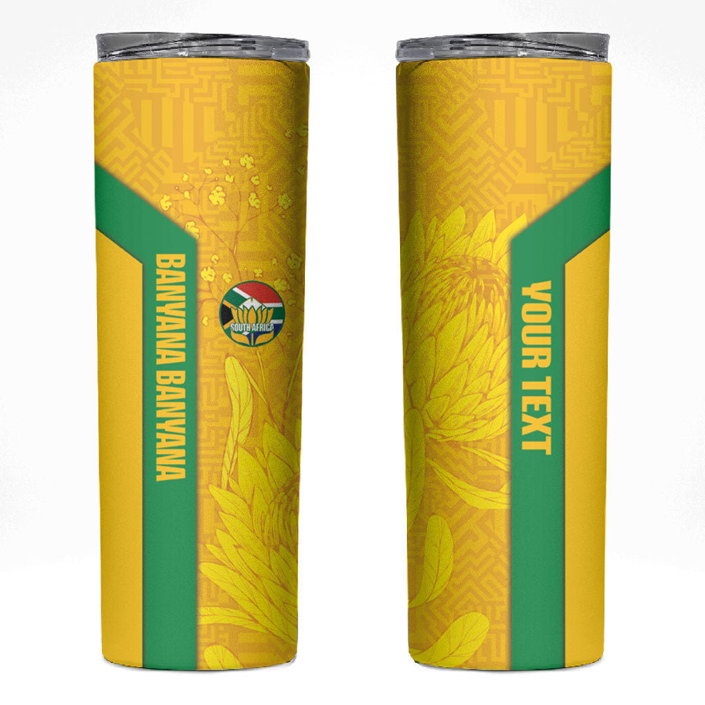 South Africa Soccer Custom Skinny Tumbler Banyana Banyana Protea Yellow Version