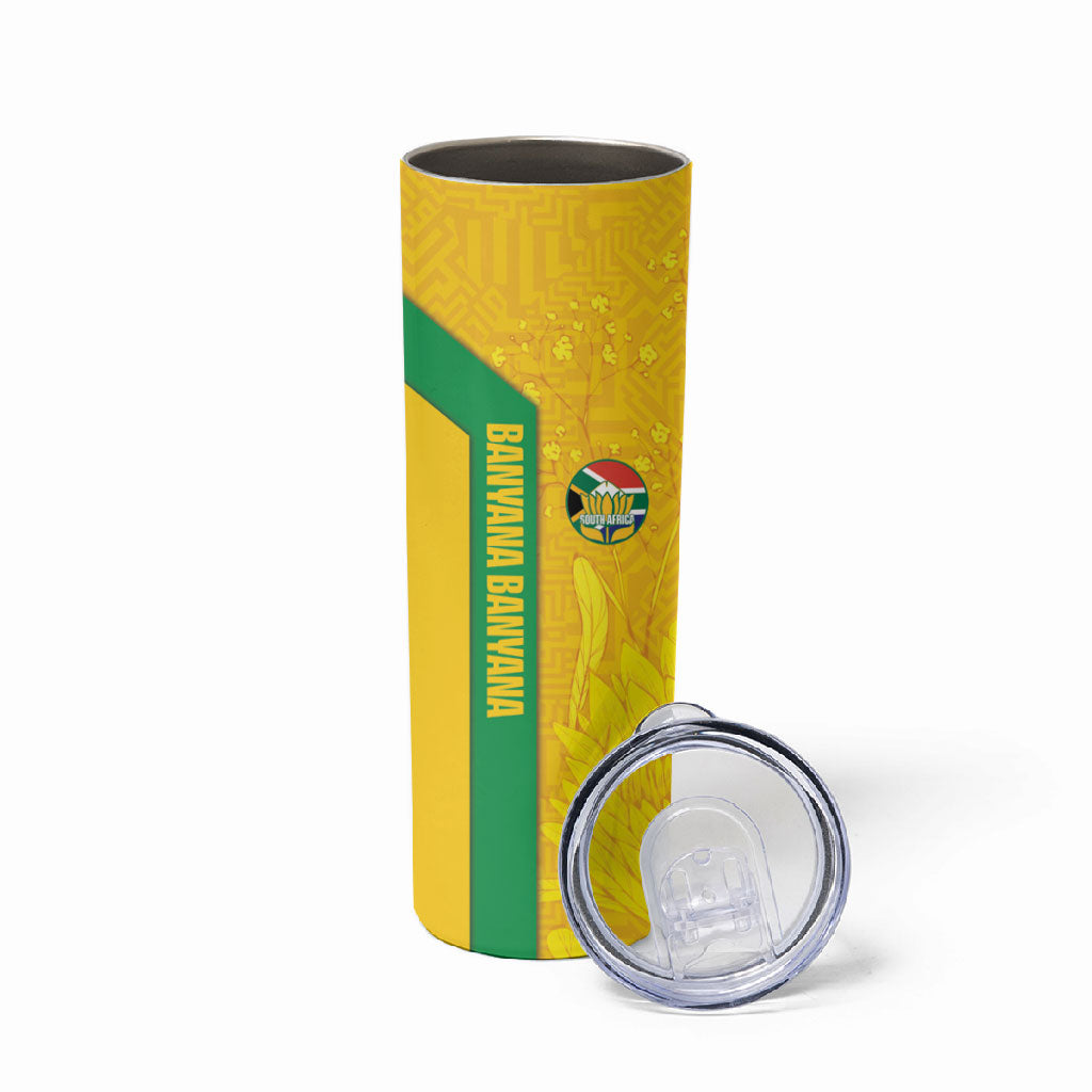 South Africa Soccer Custom Skinny Tumbler Banyana Banyana Protea Yellow Version