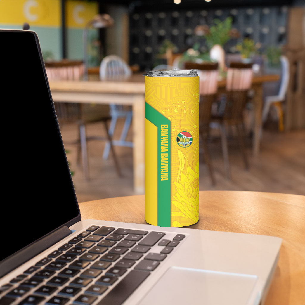 South Africa Soccer Custom Skinny Tumbler Banyana Banyana Protea Yellow Version