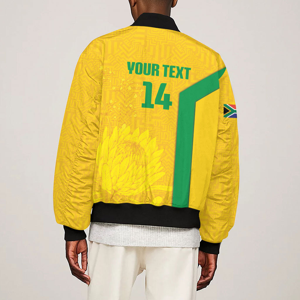 South Africa Soccer Custom Sleeve Zip Bomber Jacket Banyana Banyana Protea Yellow Version