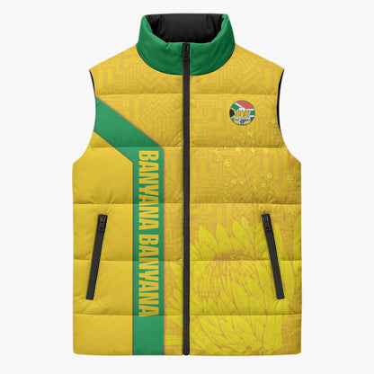 South Africa Soccer Custom Sleeveless Puffer Jacket Banyana Banyana Protea Yellow Version