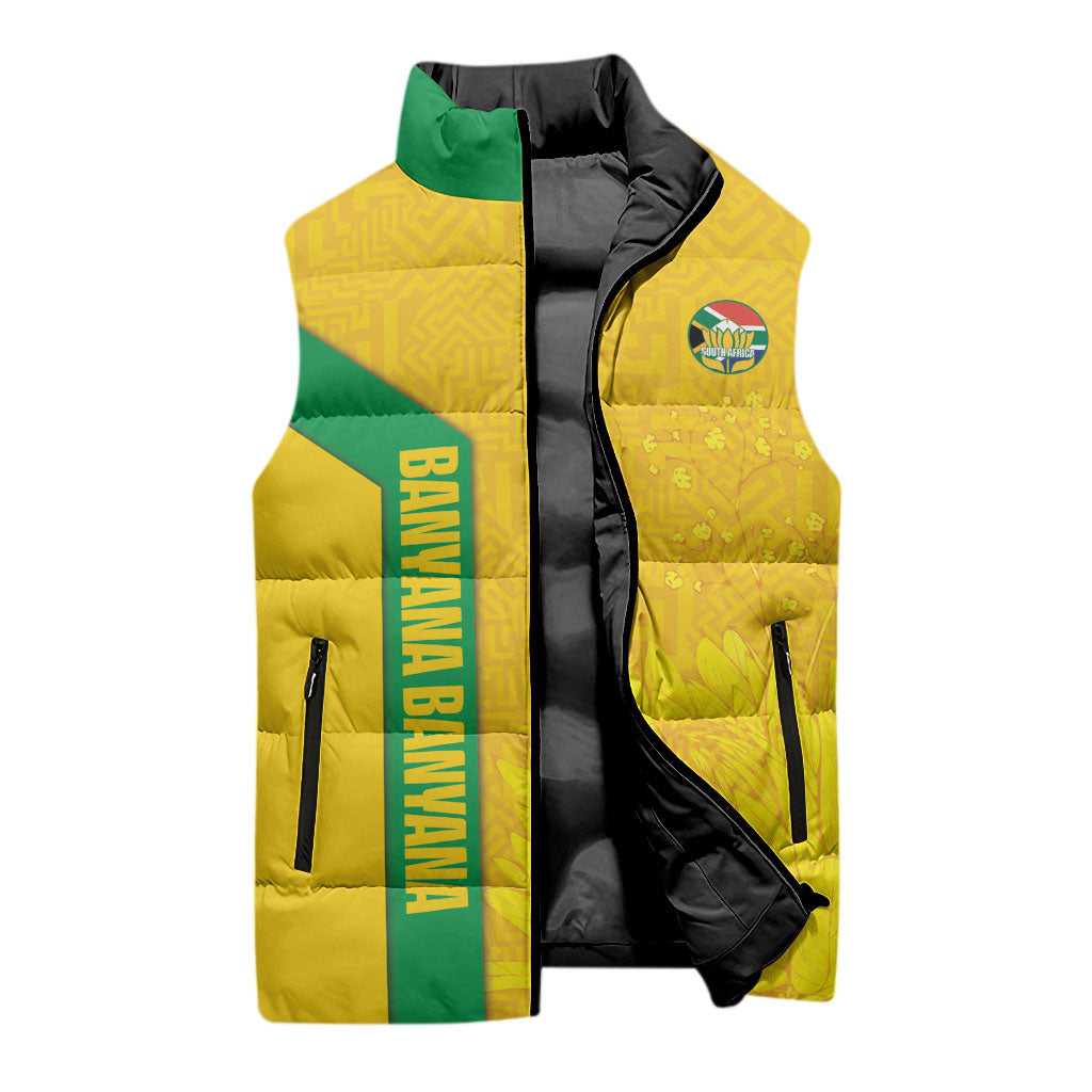 South Africa Soccer Custom Sleeveless Puffer Jacket Banyana Banyana Protea Yellow Version
