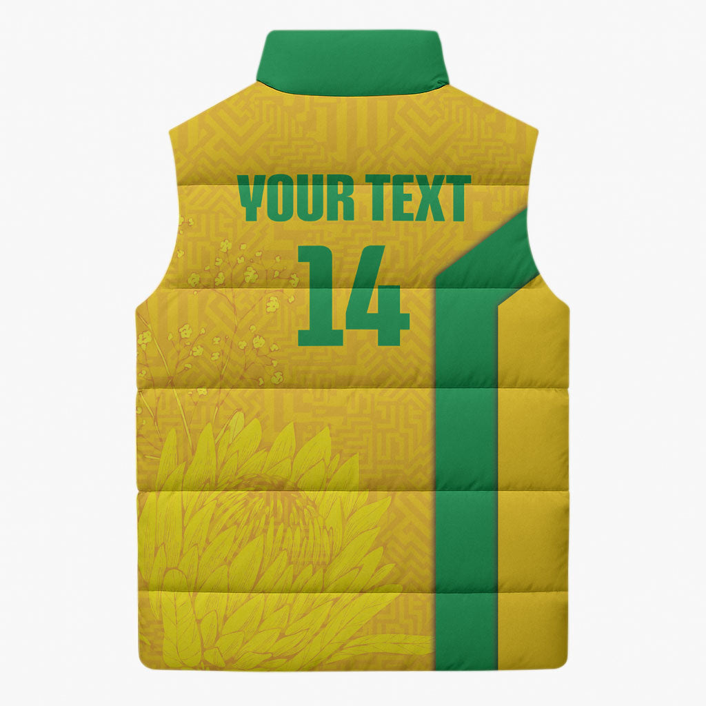 South Africa Soccer Custom Sleeveless Puffer Jacket Banyana Banyana Protea Yellow Version