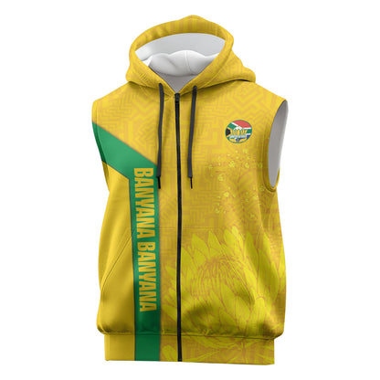South Africa Soccer Custom Sleeveless Zip Hoodie Banyana Banyana Protea Yellow Version