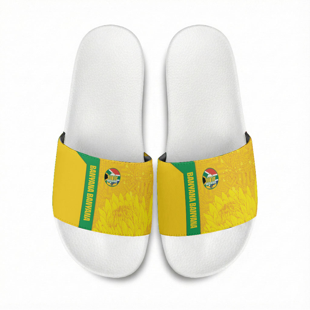 South Africa Soccer Slide Sandals Banyana Banyana Protea Yellow Version