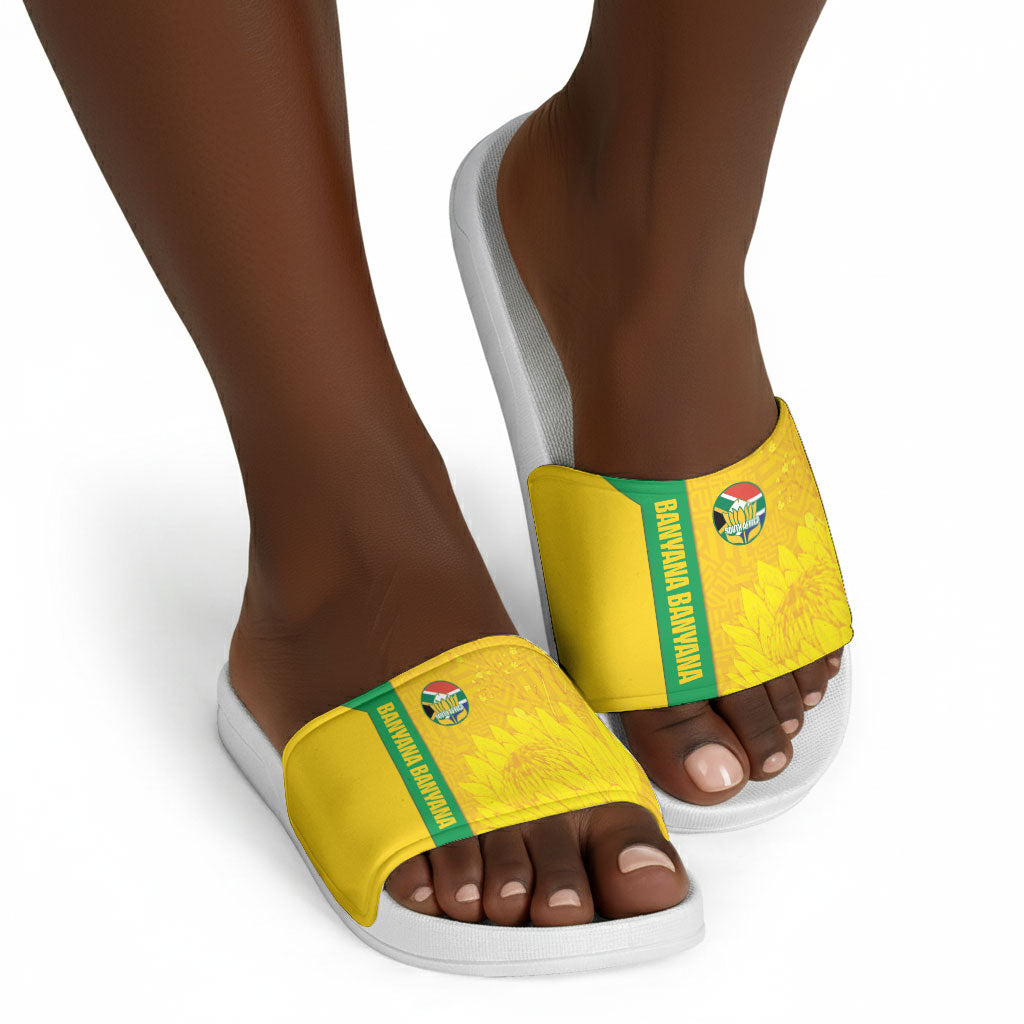 South Africa Soccer Slide Sandals Banyana Banyana Protea Yellow Version