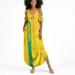 South Africa Soccer Custom Summer Maxi Dress Banyana Banyana Protea Yellow Version