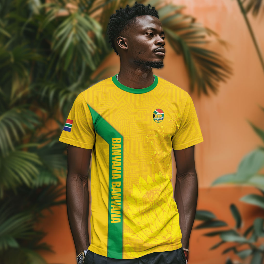 South Africa Soccer Custom T shirt Banyana Banyana Protea Yellow Version