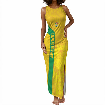 South Africa Soccer Custom Tank Maxi Dress Banyana Banyana Protea Yellow Version