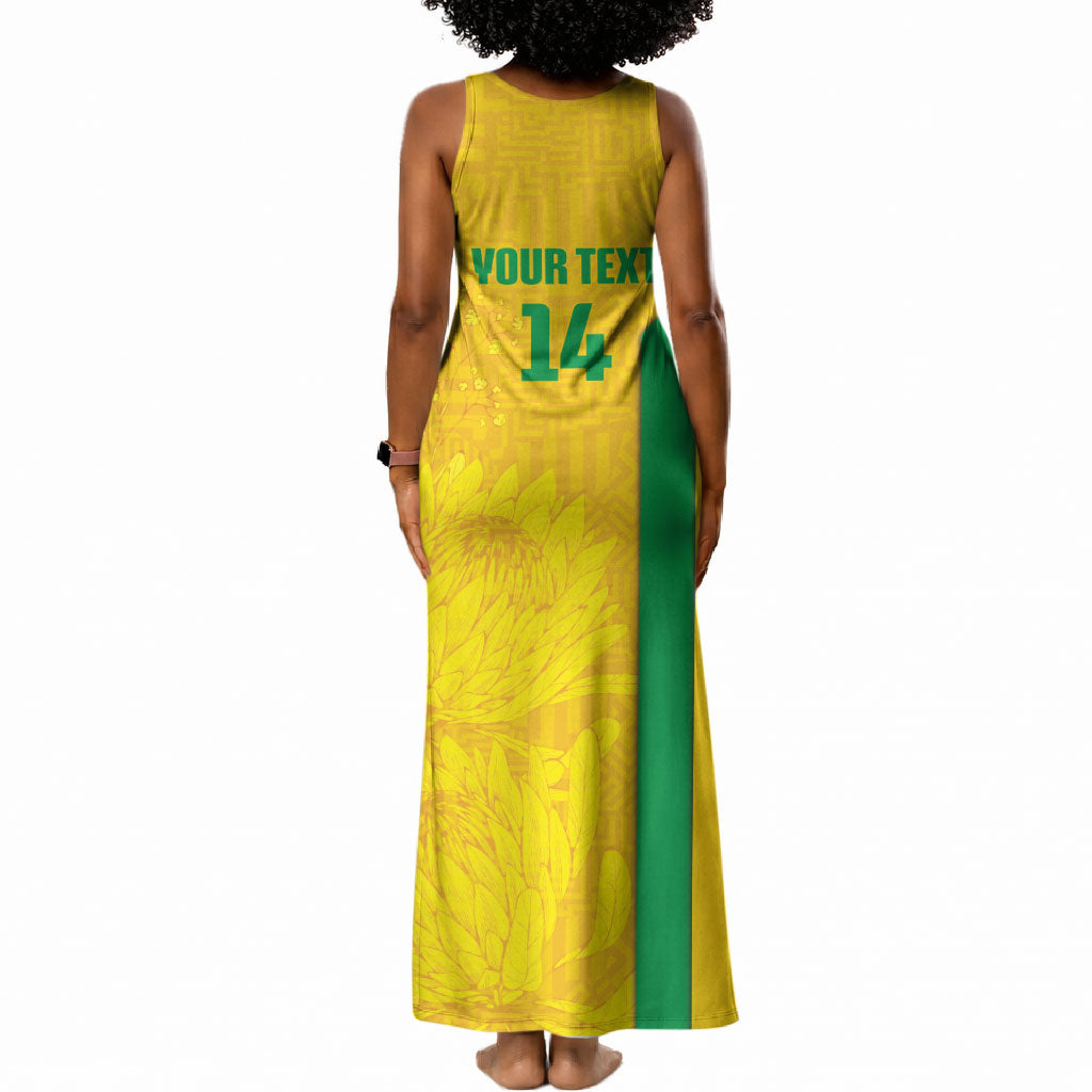 South Africa Soccer Custom Tank Maxi Dress Banyana Banyana Protea Yellow Version