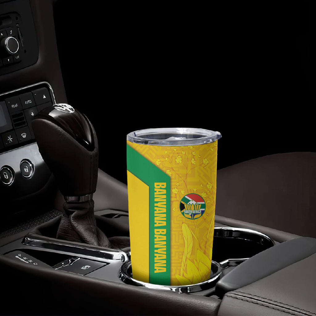 South Africa Soccer Custom Tumbler Cup Banyana Banyana Protea Yellow Version