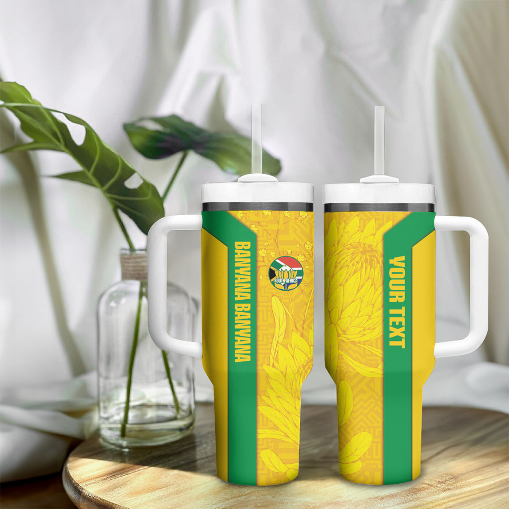 South Africa Soccer Custom Tumbler With Handle Banyana Banyana Protea Yellow Version