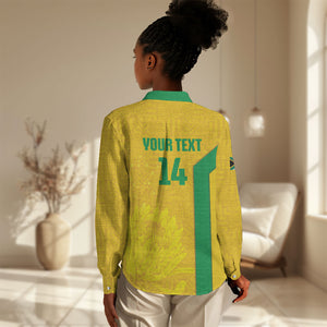 South Africa Soccer Custom Women Casual Shirt Banyana Banyana Protea Yellow Version