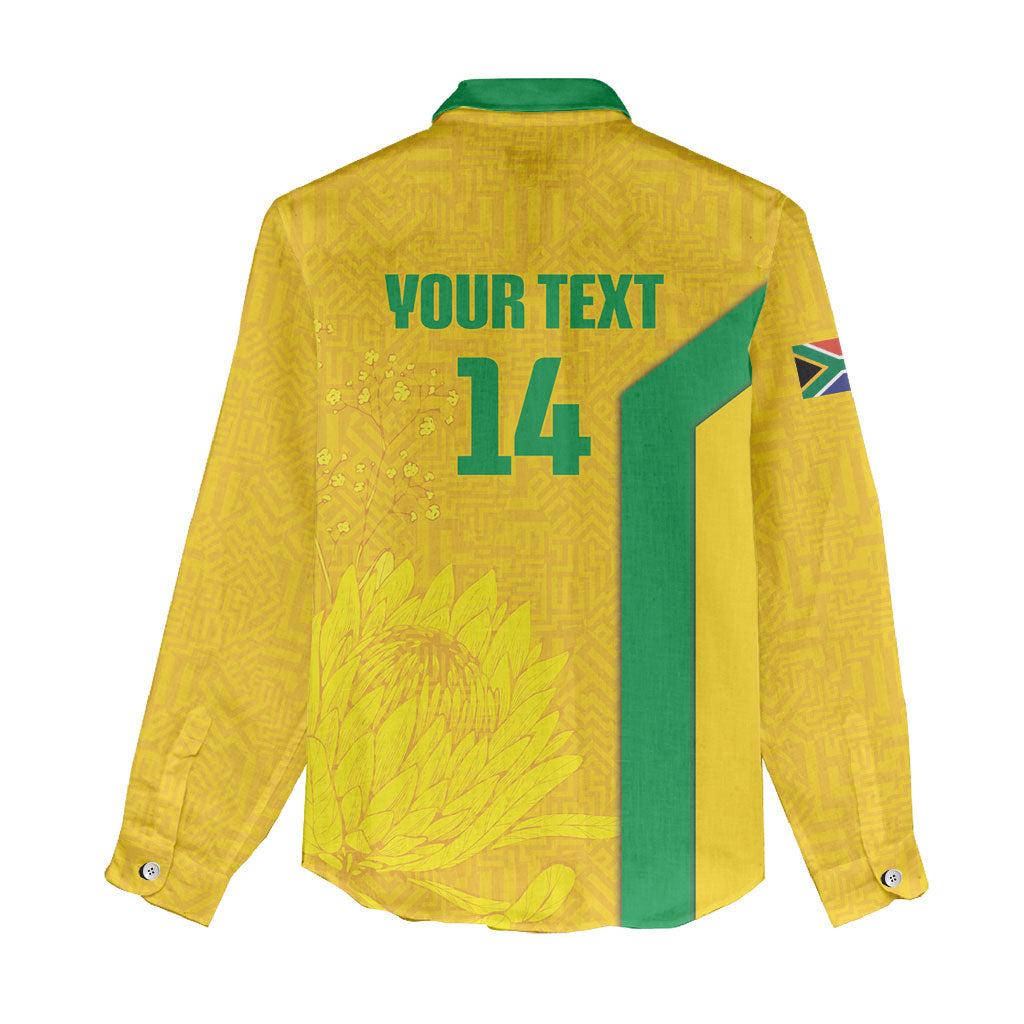 South Africa Soccer Custom Women Casual Shirt Banyana Banyana Protea Yellow Version