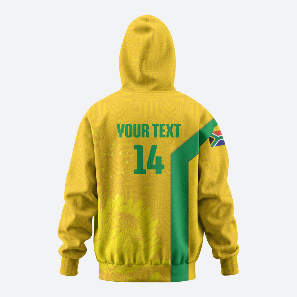 South Africa Soccer Custom Zip Hoodie Banyana Banyana Protea Yellow Version