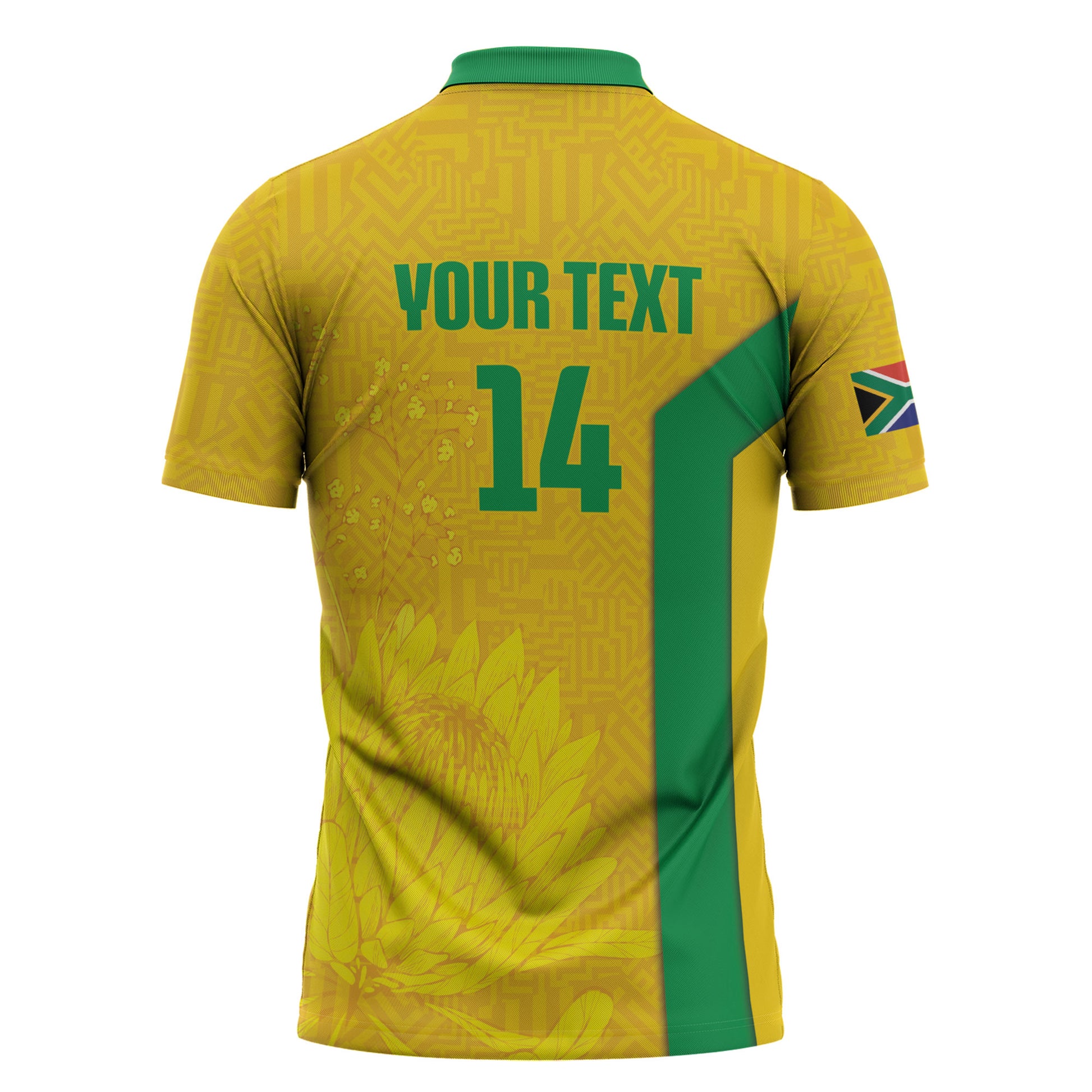 South Africa Soccer Custom Zipper Polo Shirt Banyana Banyana Protea Yellow Version