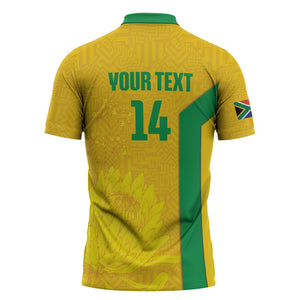 South Africa Soccer Custom Zipper Polo Shirt Banyana Banyana Protea Yellow Version