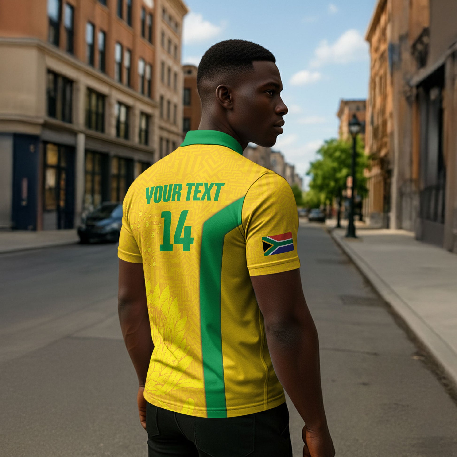 South Africa Soccer Custom Zipper Polo Shirt Banyana Banyana Protea Yellow Version