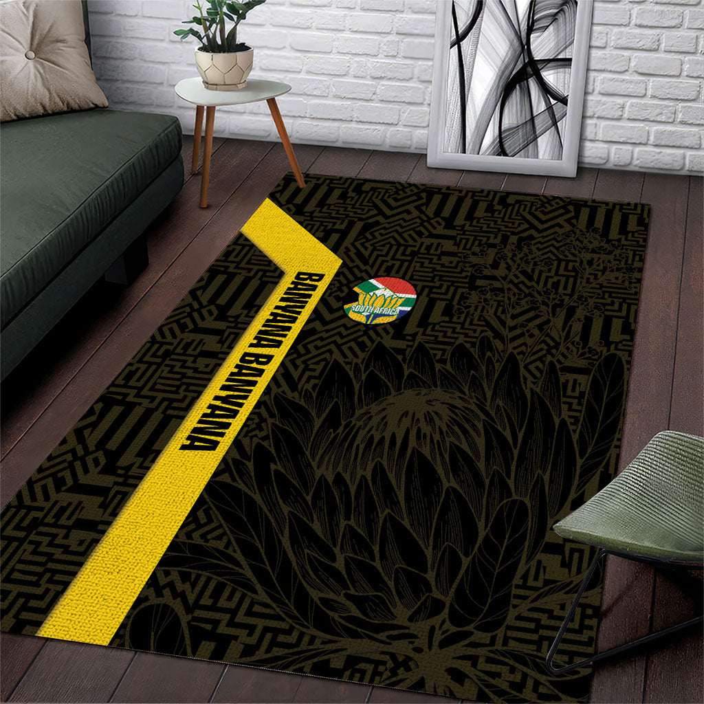 South Africa Soccer Area Rug Banyana Banyana Protea Black Version