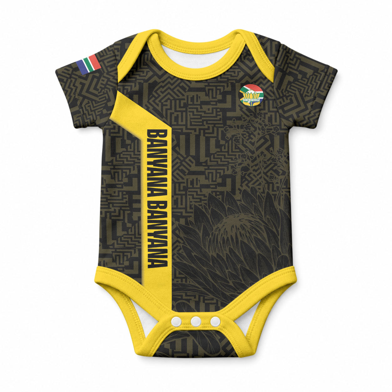 South Africa Soccer Custom Baby Onesie Banyana Banyana Protea Black Version