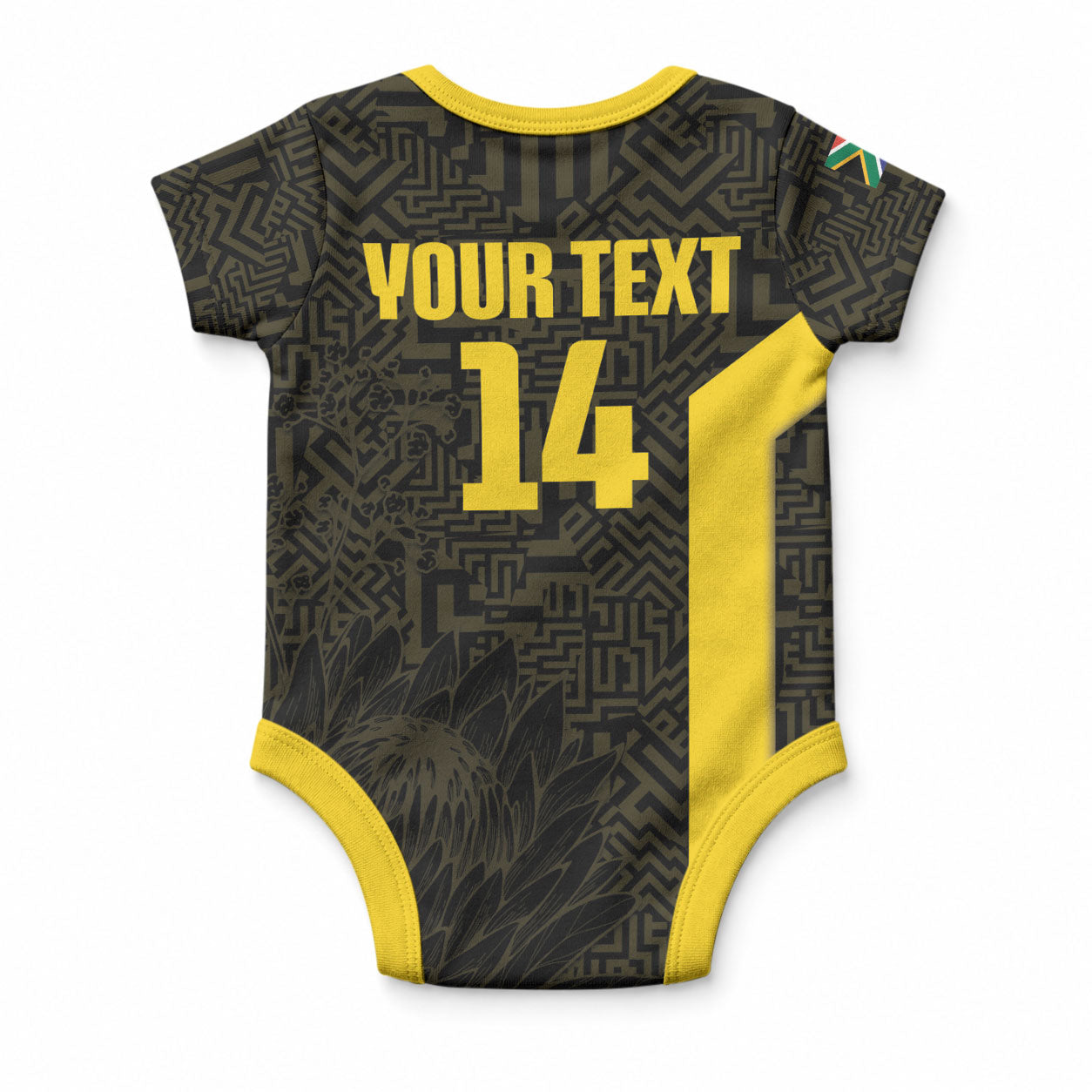 South Africa Soccer Custom Baby Onesie Banyana Banyana Protea Black Version