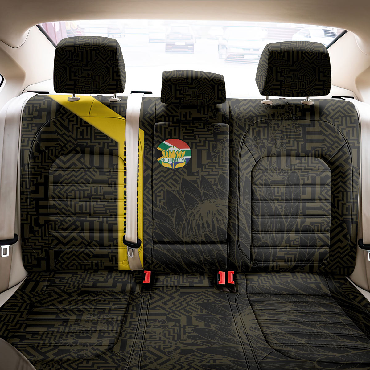 South Africa Soccer Back Car Seat Cover Banyana Banyana Protea Black Version