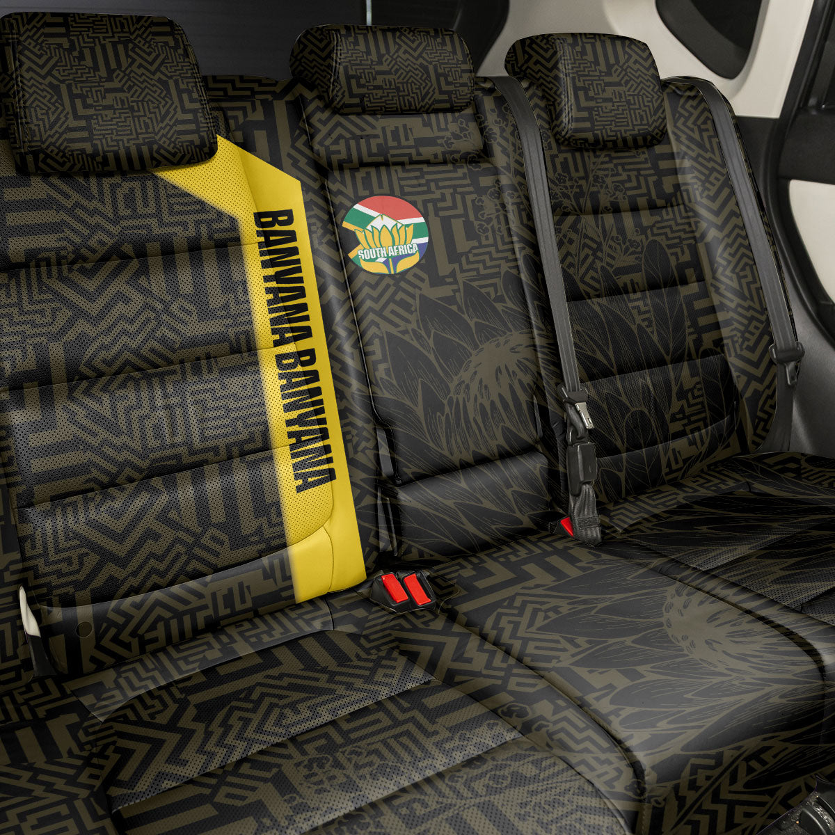 South Africa Soccer Back Car Seat Cover Banyana Banyana Protea Black Version
