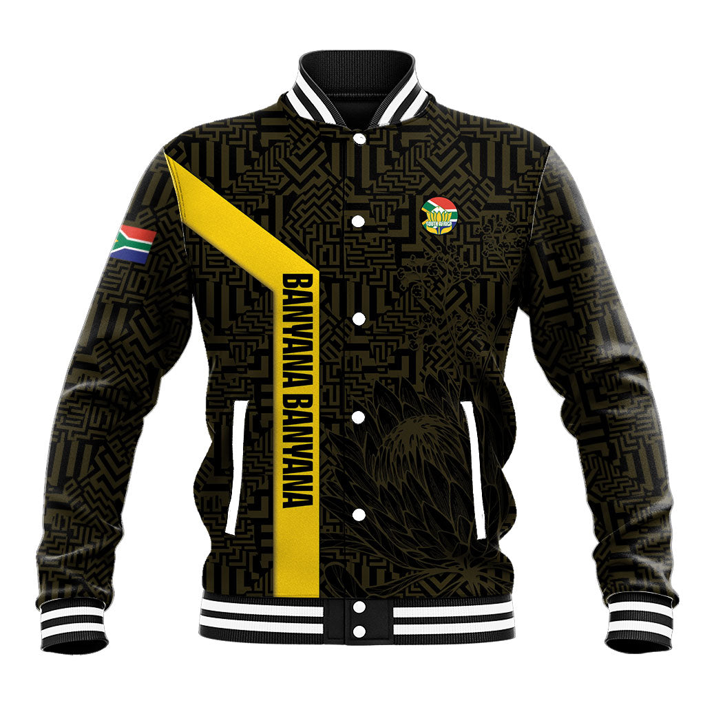 South Africa Soccer Custom Baseball Jacket Banyana Banyana Protea Black Version