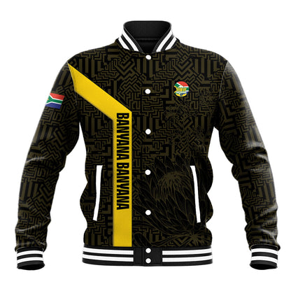 South Africa Soccer Custom Baseball Jacket Banyana Banyana Protea Black Version