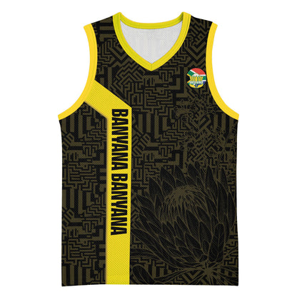 South Africa Soccer Custom Basketball Jersey Banyana Banyana Protea Black Version