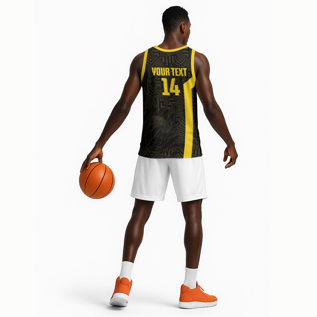 South Africa Soccer Custom Basketball Jersey Banyana Banyana Protea Black Version