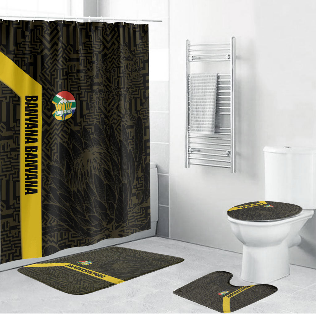 South Africa Soccer Bathroom Set Banyana Banyana Protea Black Version