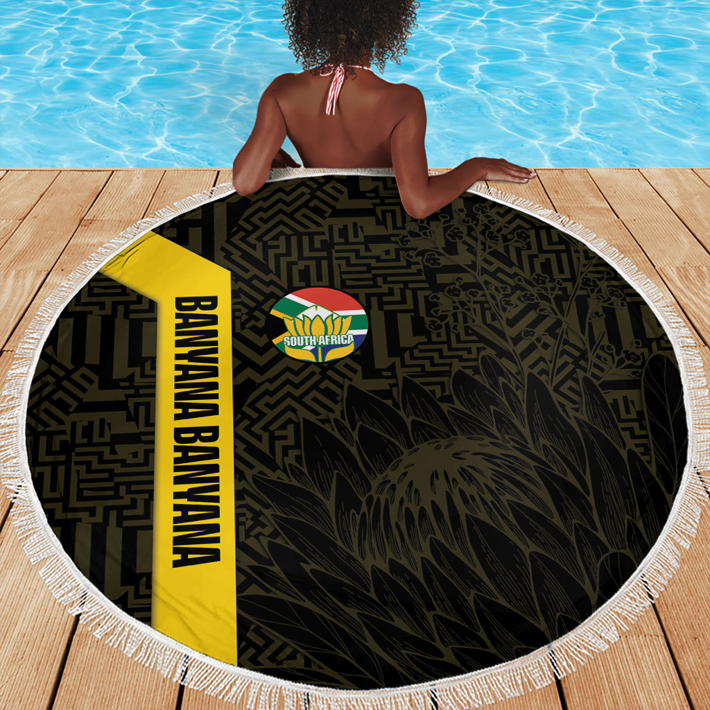 South Africa Soccer Beach Blanket Banyana Banyana Protea Black Version
