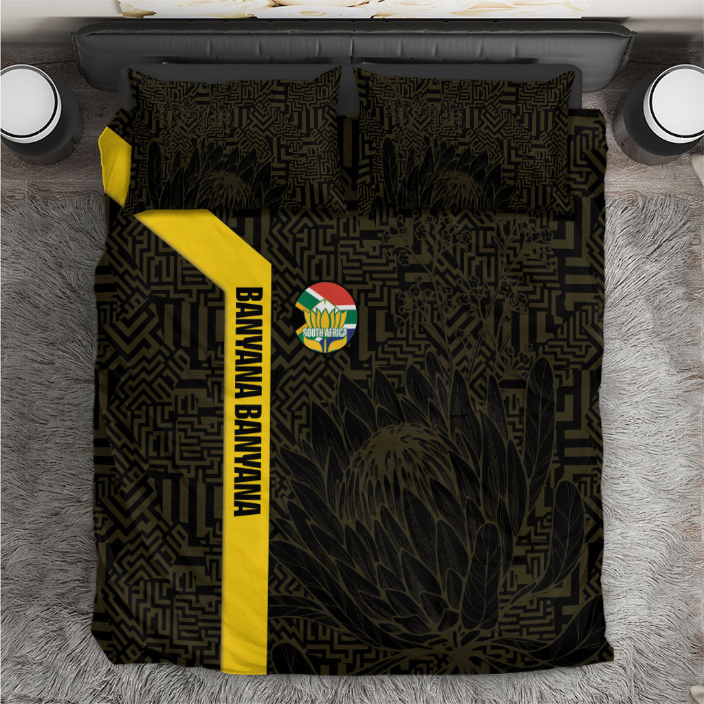 South Africa Soccer Bedding Set Banyana Banyana Protea Black Version