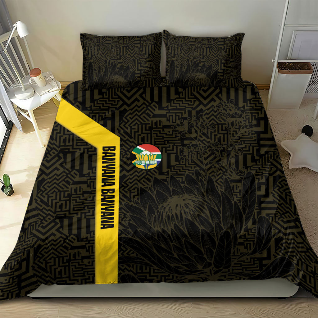 South Africa Soccer Bedding Set Banyana Banyana Protea Black Version