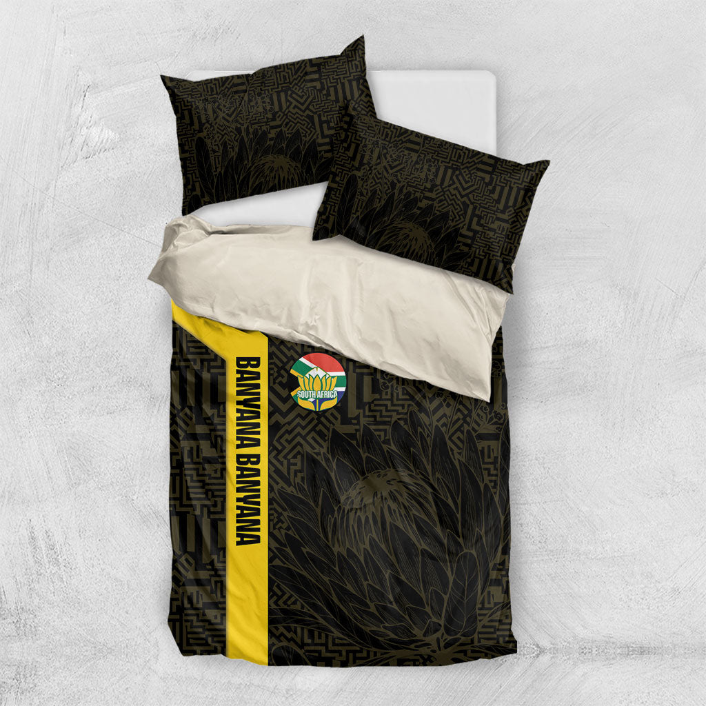 South Africa Soccer Bedding Set Banyana Banyana Protea Black Version