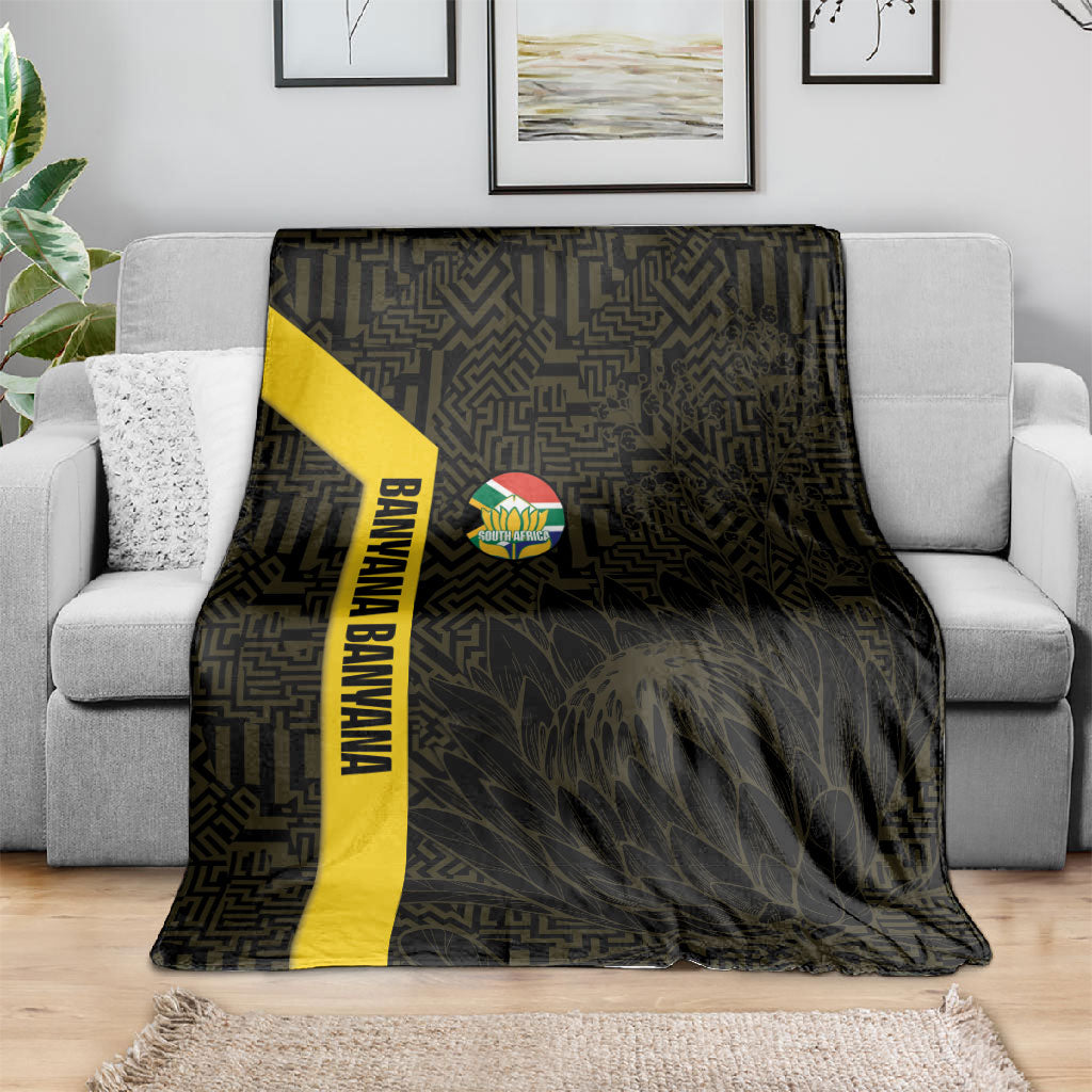 South Africa Soccer Blanket Banyana Banyana Protea Black Version