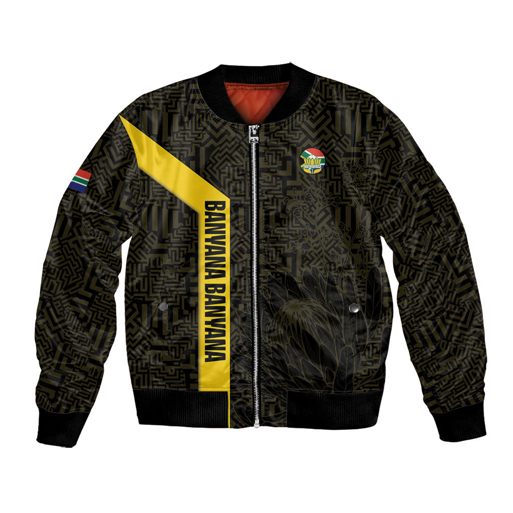 South Africa Soccer Custom Bomber Jacket Banyana Banyana Protea Black Version