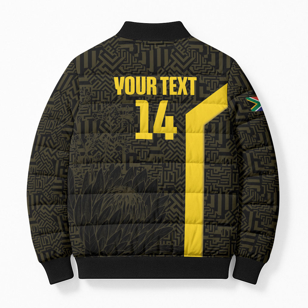 South Africa Soccer Custom Bomber Puffer Jacket Banyana Banyana Protea Black Version