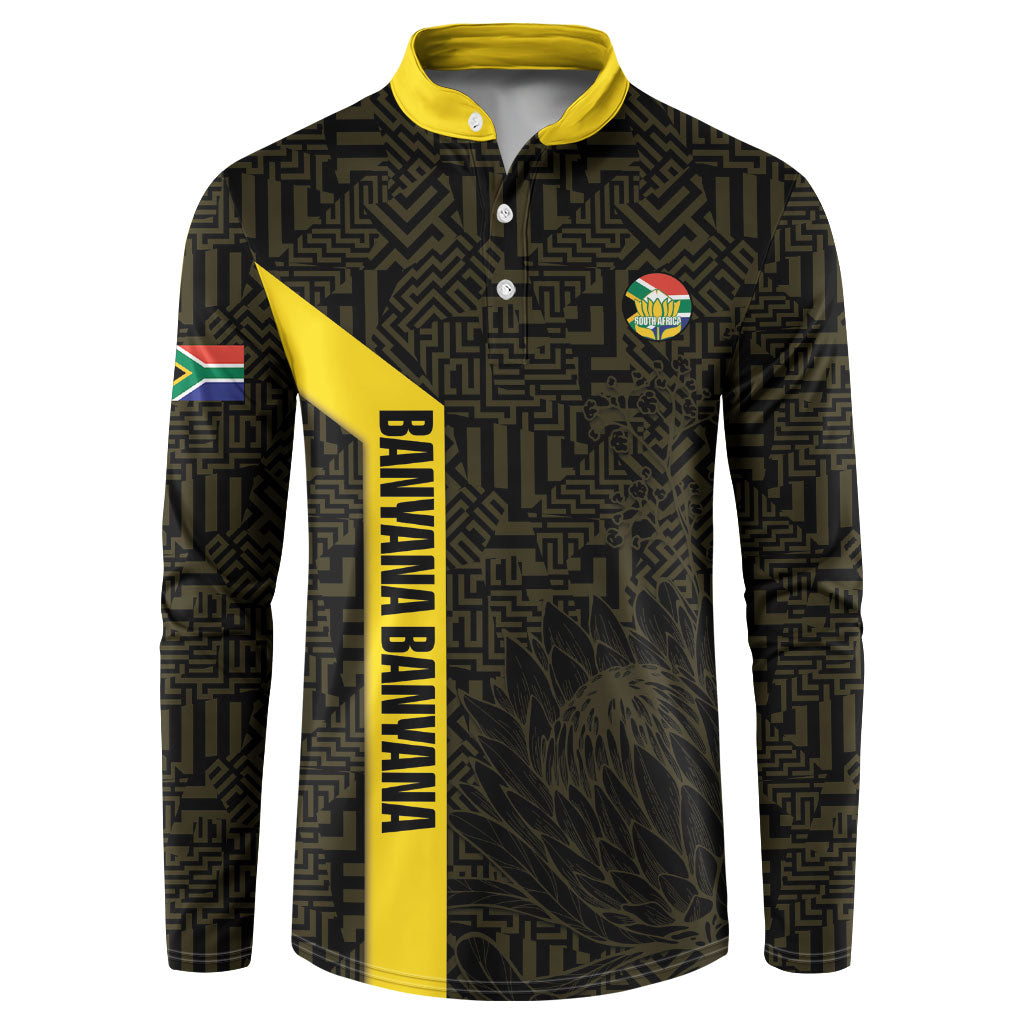 South Africa Soccer Custom Button Sweatshirt Banyana Banyana Protea Black Version