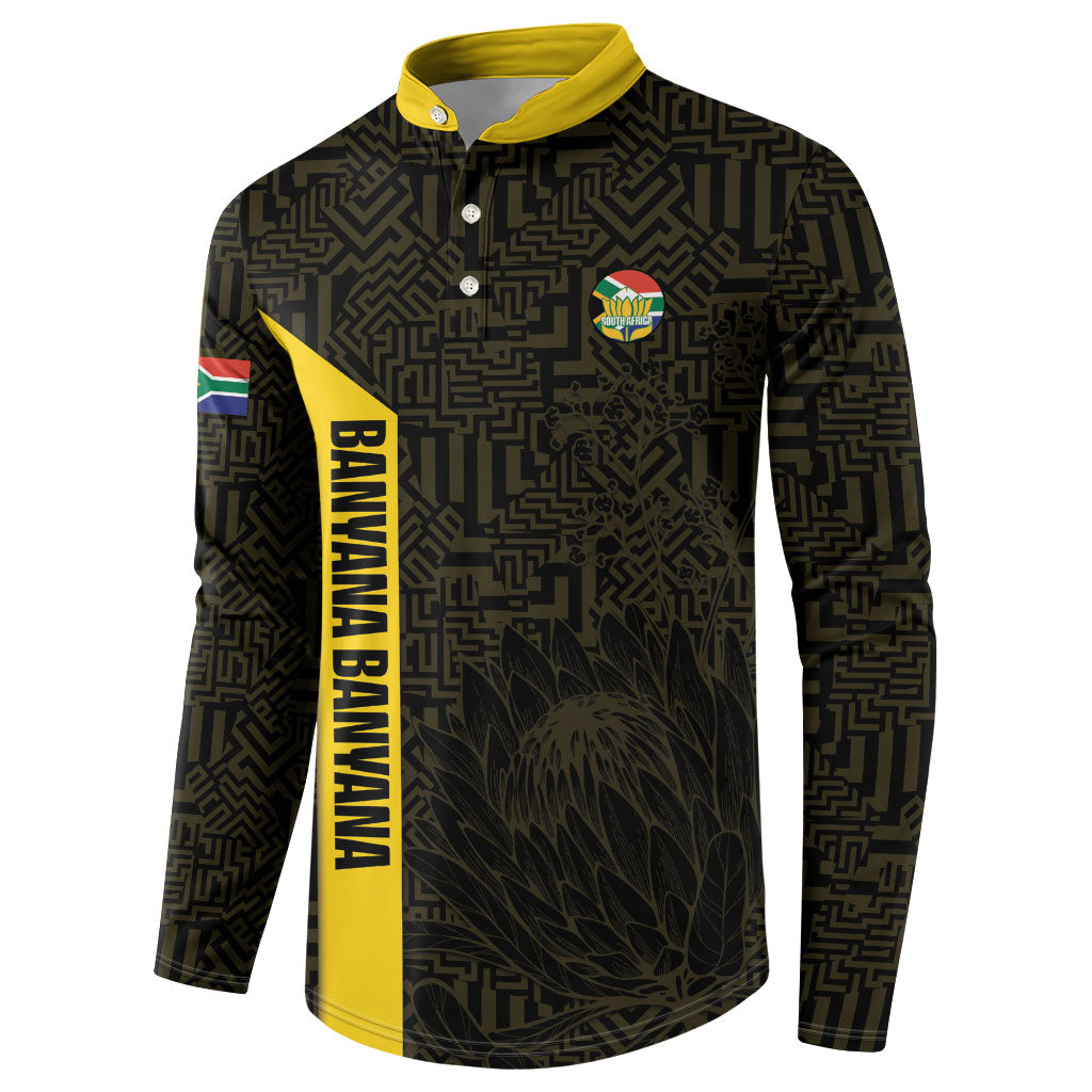 South Africa Soccer Custom Button Sweatshirt Banyana Banyana Protea Black Version